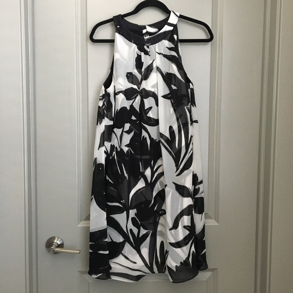 Vince Camuto Black and White Floral Dress